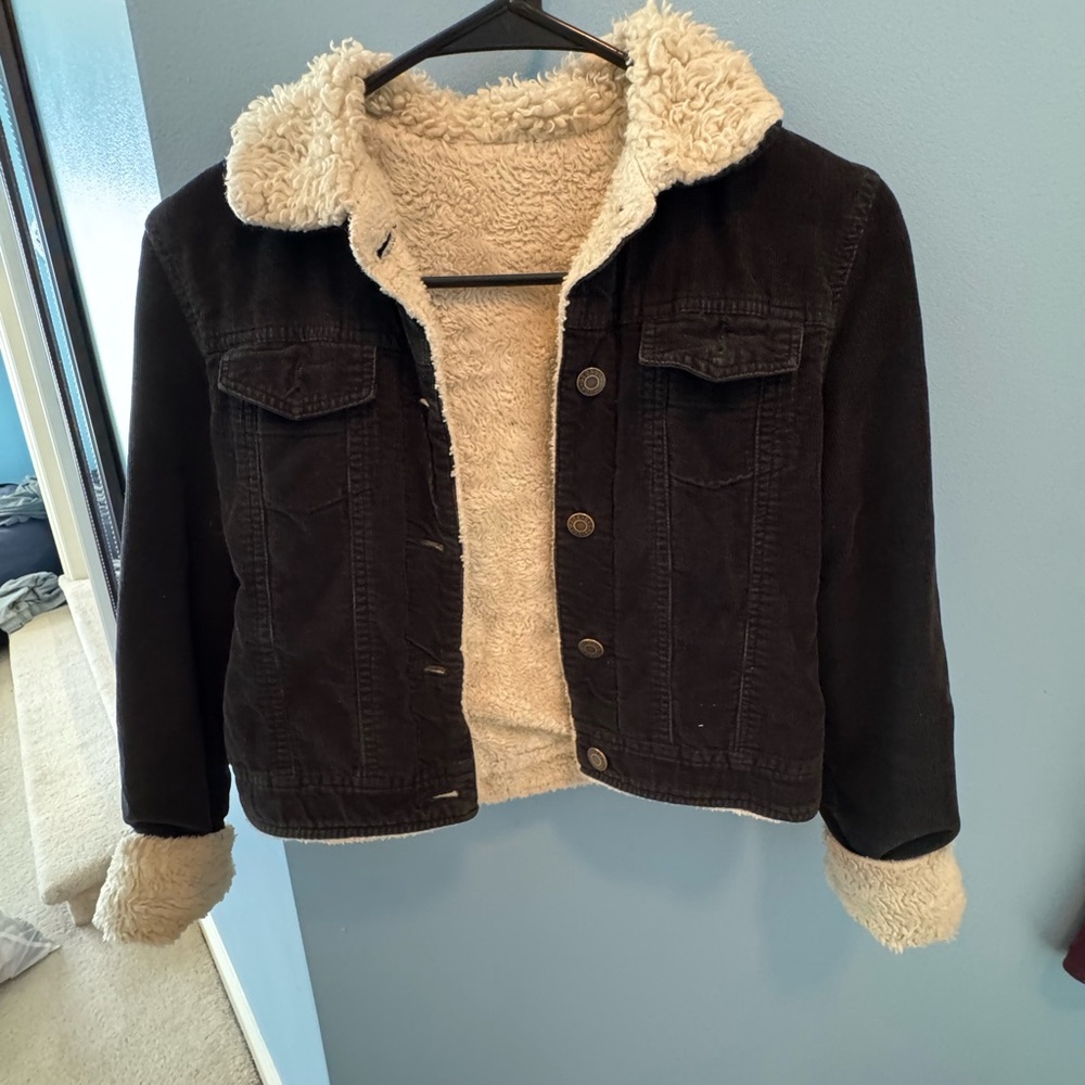 Black Sherpa-Lined Denim Jacket hand painted new never use got it from Miami